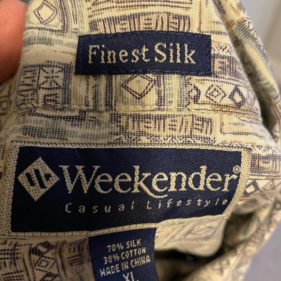 Weekender Silk Aztec Boho Indie Luxury Geometric Button Short Sleeve Shirt Earth - Picture 4 of 6
